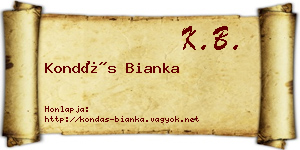 Kondás Bianka névjegykártya